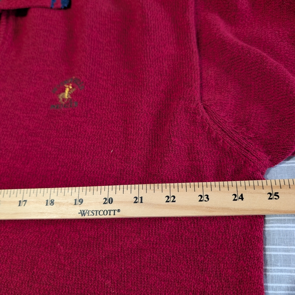 ​Vintage Beverly Hills Polo Club 1/4 Zip Sweater Men's XL Red Knit Pullover - Picture 7 of 8